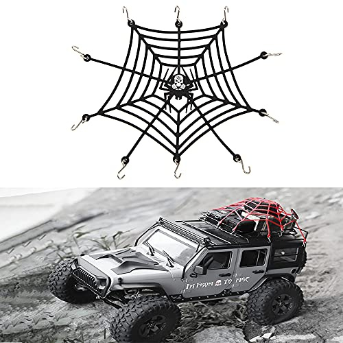 ShareGoo 1/10 Simulation Rubber Luggage Net with Hooks Compatible with Traxxas Desert Racer Slash Axial SCX10 90046 D90 TRX4 1/10 RC Crawler Car Truck Roof Rack (Black)