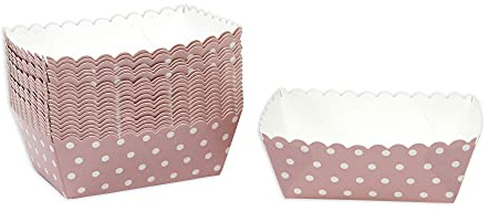 Frau WunderVoll® Kuchen Backformen 48 Stück, rosa weiße Punkte/Mini Kuchenform Backformen, Backförmchen, Muffin Backform, Papierbackform, Förmchen Papier Kastenform Einweg Backform