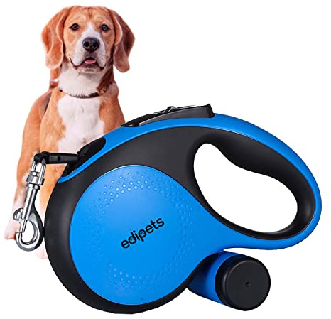 Edipets, Hundeleine, Ausziehbar und Einziehbar, 5 m, 8 m, Flexibel, für Training und Spaziergänge, für kleine, mittelgroße und große Hunde (Blau, 5 Meter)