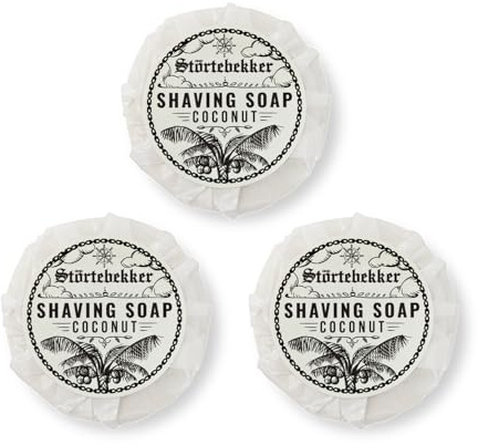 Störtebekker® Premium Shaving Soap Coconut - Handgjord tvål för högproduktivt rakskum - Perfekt för rakning med rakhyvel och rakhyvel - Vegansk raktvål Ladies & Gents - 70g