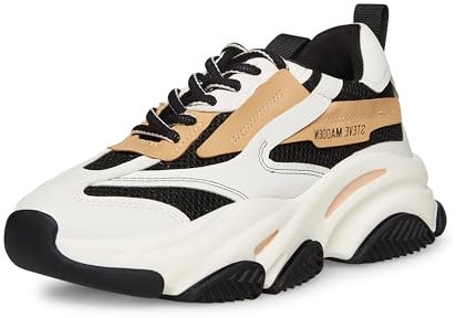 Steve Madden Possession, Sneaker da Donna con Zeppa, Nero/Marrone Chiaro, 38 EU