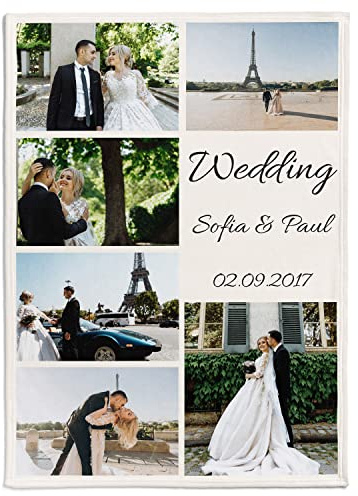 Personalisedog Fotodecke Decke mit Eigenem Foto & Text | Super Weiche Fleecedecke Minky-Decke Fotocollage (6 Foto)
