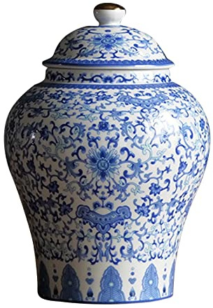 LOVIVER Jarrón de cerámica Chino para decoración de salón, jarrón Floral de 1300ml, Oriental esmaltado, Tienda de, Tarro de, Estilo D