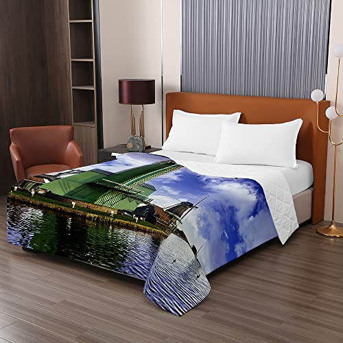 Odot Colcha Bouti de Verano, 3D Molino Estampado Suave Microfibra Multiusos Cubrecama Lavable Acolchada Edredón Manta para Cama de Infantil Individual Matrimonio (130x150cm,Rancho de Granja)