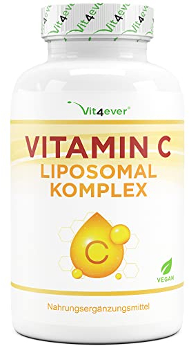 vit4ever Liposomales Vitamin C - 240 vegane Kapseln - Premium: Hochdosiert mit 1000mg reinem Vitamin C pro Tag - Besonders hohe Bioverfügbarkeit