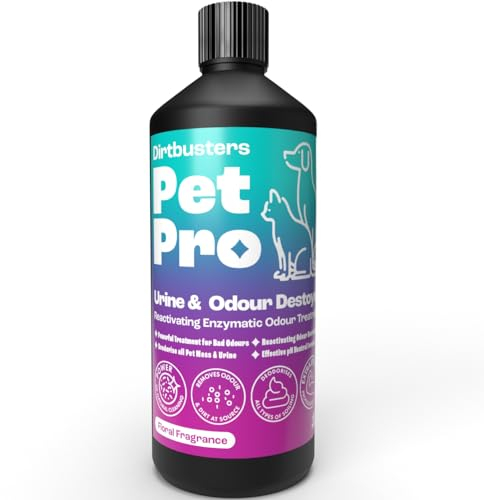 Dirtbusters Pet Pro Urine & Odour Destroyer Enzyme Cleaner For Carpet & Upholstery, Neautralise & Remove Pet, Dog & Cat Odours At Source, With Reactivating Enzymatic Treatment (1L)