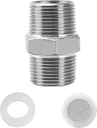 CONNECTION 1/2 Doppelnippel Gewindefitting Edelstahl Doppelnippel Verchromt Brauseschlauch Verlängerung mit 1 Stücke Filter Element und 1 Stücke Dichtungen