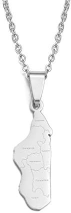 Colliers Pendentif Carte De Madagascar Avec Nom De Villes - Classique Ethnique Afrique Malgache Colliers Charme Bijoux Patriotiques, Hip Hop Nouveauté Tendance Accessoires Femmes Hommes Cadeau Uniqu
