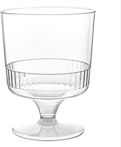 SugarShack | Wine Glasses/Cups on Stem Disposable Plastic | 142ml/5oz | Height: 8.5cm | Pack of 40 |