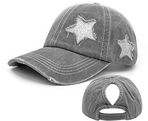 Ruyosn Basekappe Damen Zopf Basecap Cap High Ponytail Cap Damen Pferdeschwanz Cap Sommer Damen Kappe Sommer Kappe Sonnenschutz Glitzer Cap Damen