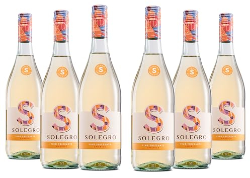 Solegro Weißer Perlwein aus Italien, Frisch und Angenehm mit Blumigen und Fruchtigen Aromen, 8% Vol., 6 Flaschen 750 ml