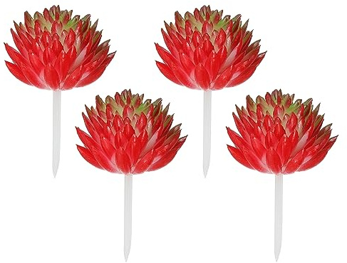 PATIKIL Mini Artificial Succulents, 4 Pack Unpotted Faux Succulent Picks Fake Succulent Plants for Home Landscape Decoration, Red Green