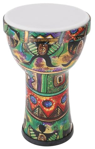 Farbige Djembe, Holztrommel, Percussion Instrument, 32 cm, Motiv 5/27 cm | Wetterfestes Fiberglas, knallige Farben, ideal für Drum Circles, mobil und leicht transportierbar.