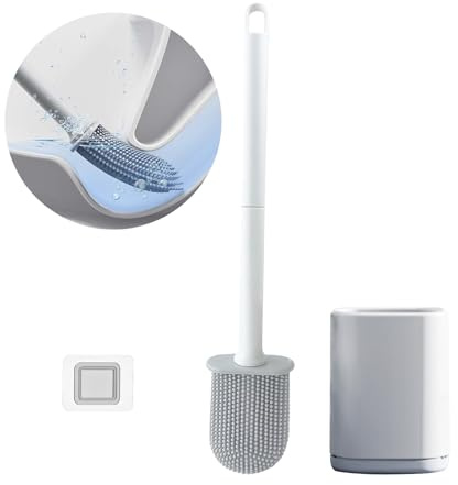 JurciCat Escobillas de baño silicona(blanco y negro)Escobilla baño silicona de secado rápido y transpirable Escobilla wc de pared y vertical para la limpieza profunda de los inodoros del baño