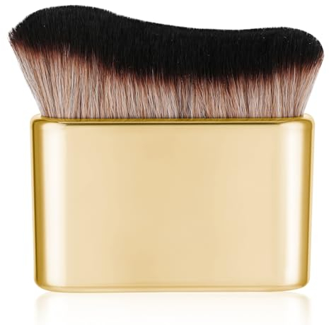 Amaxiu Pinceau autobronzant, pinceau autobronzant, pinceau auto-bronzant, applicateur pour visage, corps, maquillage, protection solaire, Kabuki (doré)