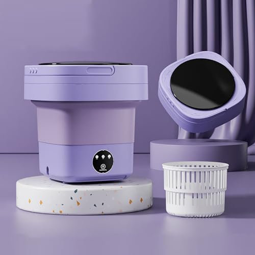 xixibuy Portable washing machine, Mini machine à laver portable, Mini lave linge portable pour les vêtements de bébé, les sous-vêtements ou les petits articles(EU-plug)(12L-rose)