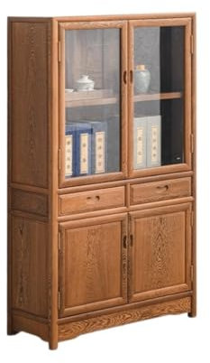 FEELIN Sideboard Drinks Cabinet Chinese Storage Display Cabinet Wooden Kitchen Sideboard Glass Door Bookcase Restaurant Decorative Cabinet Sideboards for Living Room