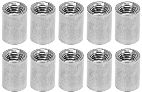10-teilige runde Stangenverbindermutter, 304-Edelstahl-Innengewinde-Überwurfmutter, M10 langer Stangenverbinder-Überwurfmuttersatz, für die Reparatur von Anlagengeräten
