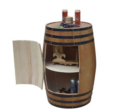 NEYTIIR Weinregal Holz mit Tür, Weinschrank im Retro Stil, Holzfass Hausbar, Elegante Möbel, Wohnzimmer Deko, Weinfass Bar, Fassbar Stehtisch und Flaschenständer, Möbel im rustikalen Stil