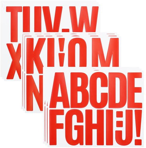 108 Stücke Buchstaben Aufkleber,9 Blätter 3 Zoll Selbstklebendes Vinyl Großes Buchstaben Punzierung Kit für Postfach,Schilder,Scrapbook, DIY und Basteln, Klebebuchstaben Wetterfest - Rot