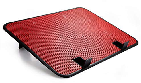14 inch Notebook Cooler 5v Dual Fan USB External Laptop Cooling Pad Slim Stand High Speed Silent Metal Panel Fan, red