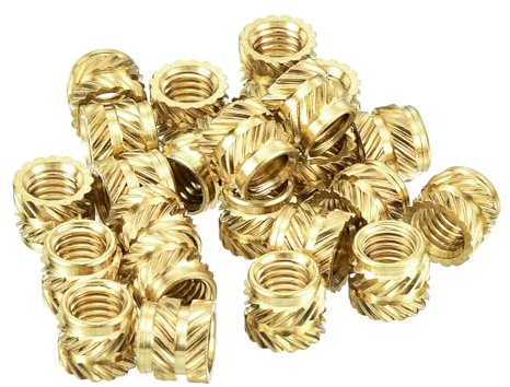 sourcing map Knurled Insert Nuts, 80Pcs M5 x 6mm L x 7mm OD 3D Printing Brass Nuts Female Threaded Inserts Brass Heat Set Insert Embedment Nut