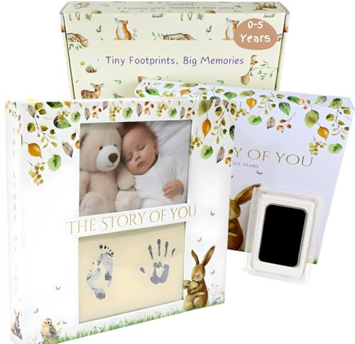 My Baby Book Shop Libro dei ricordi per bambini per i primi 5 anni, album fotografico per bambini da 100 anni, album dei ricordi personalizzato, libro dei ricordi per bambino o bambina, confezione