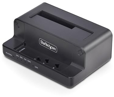 StarTech.com M.2 NVMe to 2.5/3.5 SATA Drive Duplicator, Dual Bay Standalone Cloner/Drive Dock, 27GB/min, NVMe to SATA / SATA to NVMe, TAA