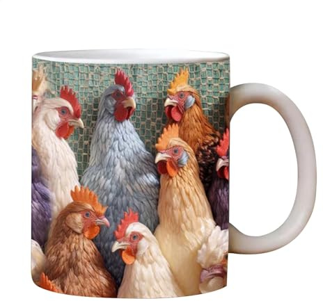 Bauernhof-Tasse – Tasse mit Hühnermotiv, Keramik-Teetasse, Kaffeetasse, Getränketasse | -Teetasse, Teetasse, Espressotasse, Mehrzwecktasse für Partygeschenke zu Hause und Hühnerliebhaber