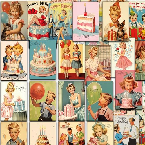 the lazy panda card company 36er Set lustige Retro Geburtstagskarten – Glückwunsch- & Postkarten zum Geburtstag – Happy Birthday Karten im Postkarten-Set – Männer Frauen