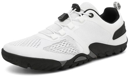 HUSKSWARE Chaussures Pieds Nus, Chaussures Larges, Chaussures de Course, Chaussures de Sport, adaptées au Fitness, au Trail, à la Marche, Blanches 46 EU.