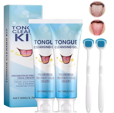 2 unidades de gel limpiador lingual gel limpiador de lengua, gel limpiador de lengua, gel limpiador de lengua, gel limpiador de lengua, puede reducir el mal aliento para limpiar la lengua con 2