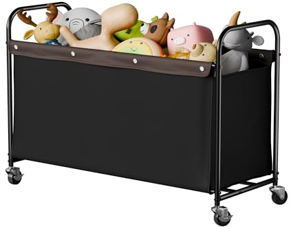 StorageWorks Gran baúl de juguetes para niños y niñas, cofre de almacenamiento con ruedas, organizador de juguetes infantiles, Negro