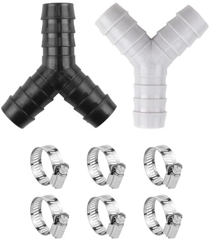 2-Wege-Y-Verteiler für Abflussrohre, Universal-Doppel-Ablaufschlauchverbinder für Waschmaschine und Spülmaschine, inklusive 3 Schlauchschellen, passend für 16-27 mm Rohre für einfachen