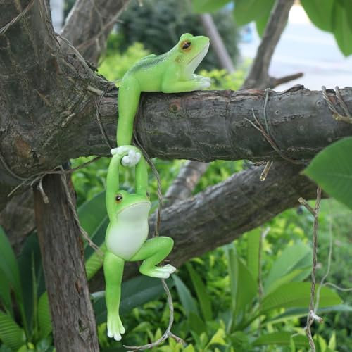HpLive Cute Pair of Frog Statue Garden Decoration for Yard, Lawn, Porch, Resin Ornament, Outdoor Landscape Figure, Pond Decoration, 31 x 9 cm