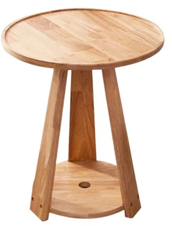 Table basse ronde à 2 niveaux en noyer pour salon, petite table basse en bois avec rangement style ferme, assemblage facile, table de cocktail et d'extrémité de 49,8 cm pour les maisons modernes