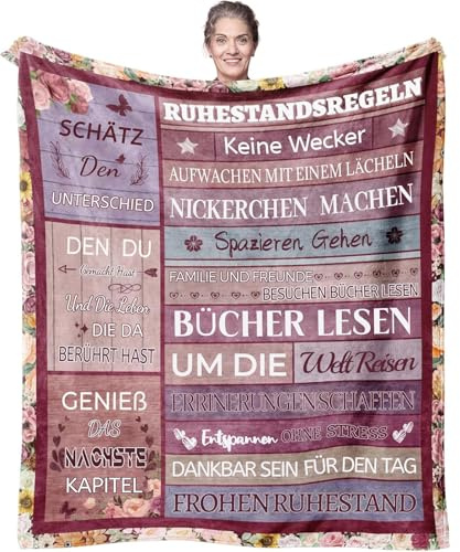 Ruhestand Geschenk Frauen, Personalisierte Decke Rentner Geschenk Frau, Renteneintritt Geschenke für Frau Frauen Oma Kollegen Freundin, Abschiedsgeschenk Kollegin Rente