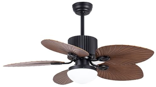 QAZXDRFG Tropical Palm Leaf Ceiling Fan, With Led Light And Remote Control, 42 Inch Palm Reversible Memory Function, 5 Leaf Blades Balance Clips, Dc Quiet Motor For Porch Farmhouse Indoor 42