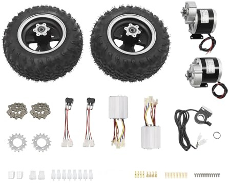 Kit di conversione per carrello elettrico, 36 V, 350 W, doppia ruota per go-card, con 2 spazzole, set di ruote da 10 pollici con funzione di retromarcia per sedie a rotelle elettriche, bici da