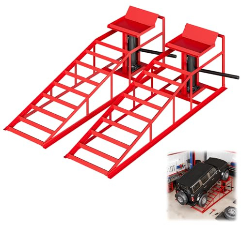 WUDLEP 2 Pack Car Service Ramps, 5 Ton Capacity Adjustable Vehicle Ramps
