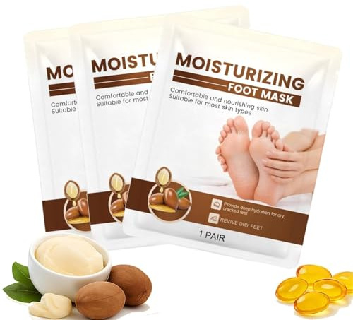Masque Pieds Très Secs et Abîmés,Chaussettes Hydratantes Pied,Masque Pied Hydratant,Soin au Beurre de Karité,Huile de Jojoba et Vitamine E,Soin des pieds,Pour Femme Homme Pieds Rugueux Secs (2PC, 35g)