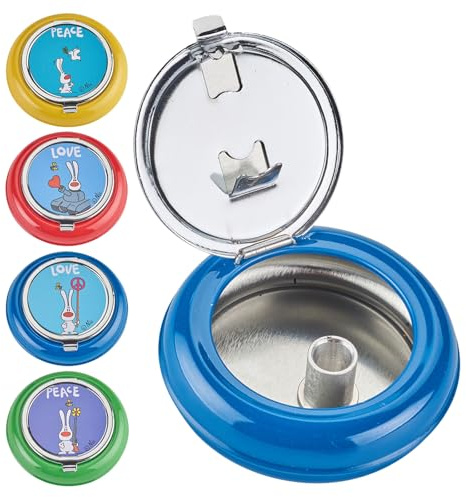 Murago - 4er Set Taschenaschenbecher Nic Peace mit Glutkiller Champ - Reiseaschenbecher Aschenbecher geruchsdicht für draussen Frauen unterwegs Bunt mit Deckel rund klein outdoor Strand