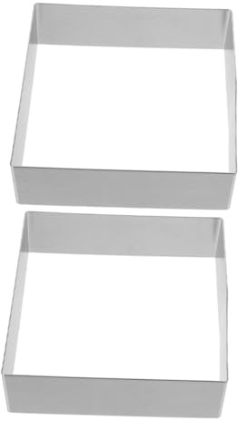 TOYANDONA 2 pièces Moule Carré Acier Inoxydable Découpe-pâtisserie Antiadhésif pour Mousses et Pâtisseries Outil de Cuisson DIY pour Gâteau et Tartelettes Argent