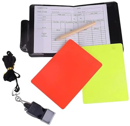 ZMaglorian Kit Arbitro Calcio Completo con Cartellini Rossi e Gialli PVC, Fischietto, Cordino, 2 Clip e Taccuino Segnapunti Portatile per Partite, Allenamenti, Scuola