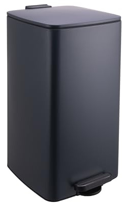 Relaxdays Cubo de basura para cocina, 30 l, cierre suave, cubo interior extraíble, mate, pedal cuadrado, gris oscuro