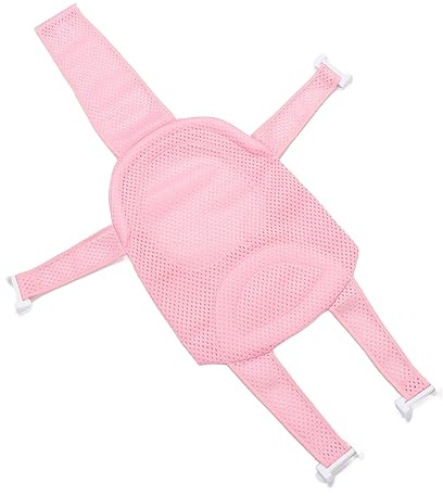 Qudinip Seggiolino da Bagnetto per Bambini, Imbracatura per Vasca da Bagno in Rete Staccabile Universale Antiscivolo con Telaio di Supporto, per il Bagno Sicuro e Confortevole del (Rosa)