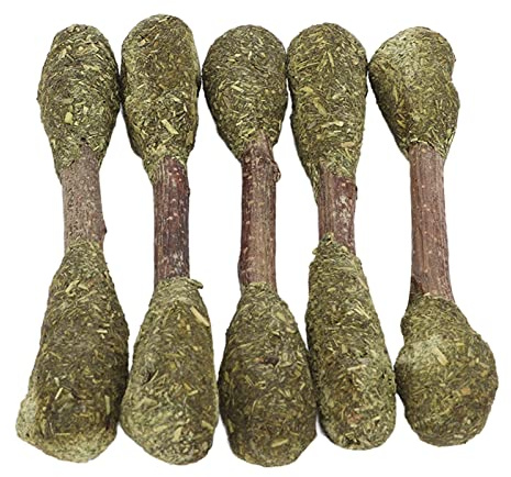 Bastoncini di Mela Erba Medica Palline di Erba Giocattolo da Masticare per Conigli Aumenta l'immunità per Criceti Scoiattoli Orsi Dorati 5 Pezzi