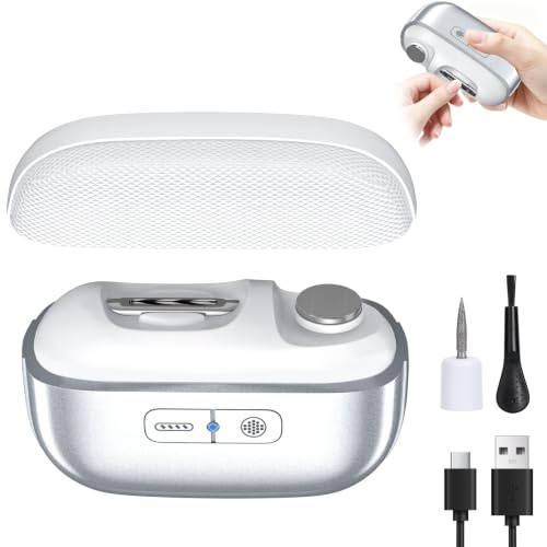 4 en 1 Coupe-Ongles Électrique, Lime à Ongles Électrique | avec Éclairage LED et Polisseur, 2 Vitesses Réglables, Batterie 500mAh Charge Type-C, pour Enfants Adultes Seniors