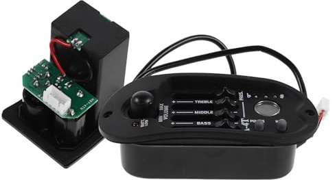 Toddmomy Preamplificatore con 4 Bande Eq per Chitarra Acustica ed Elettrica Pickup Piezoelettrico, Schermo Lcd e Materiali in Plastica e Metallo, per Registrazioni e Concerti