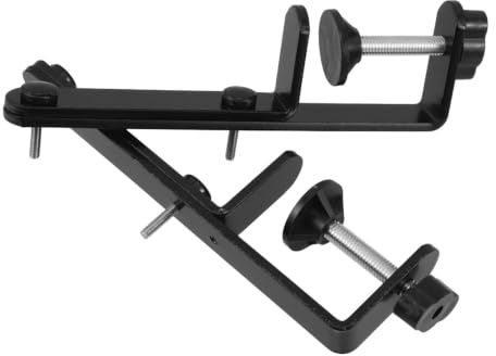Générique Support de Bureau en Fer Noir T en Paire pour Panneau Perforé, Fixation Stable en Bordure de Table, Accessoires Pratiques pour Rangement et Organisation